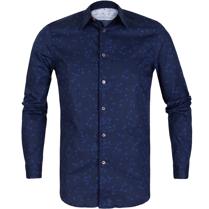 Tailored Fit Paper Darts Print Stretch Cotton Shirt