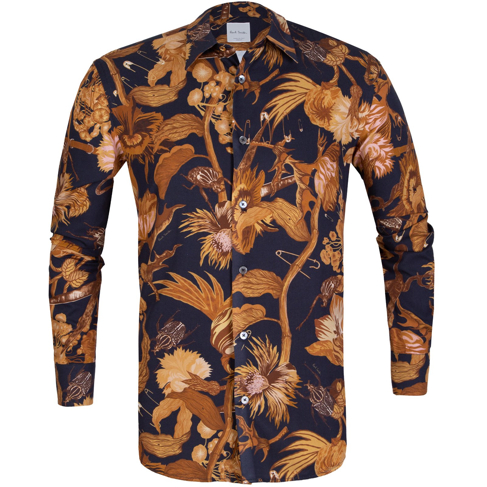 Tailored Fit Botanical Beetle Print Shirt - Shirts-Dress : Fifth