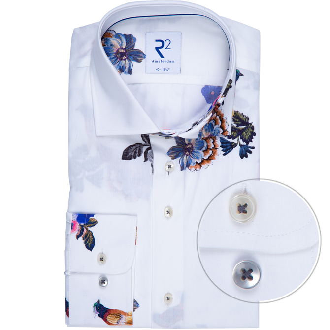 Luxury Cotton Bird & Floral Print Shirt