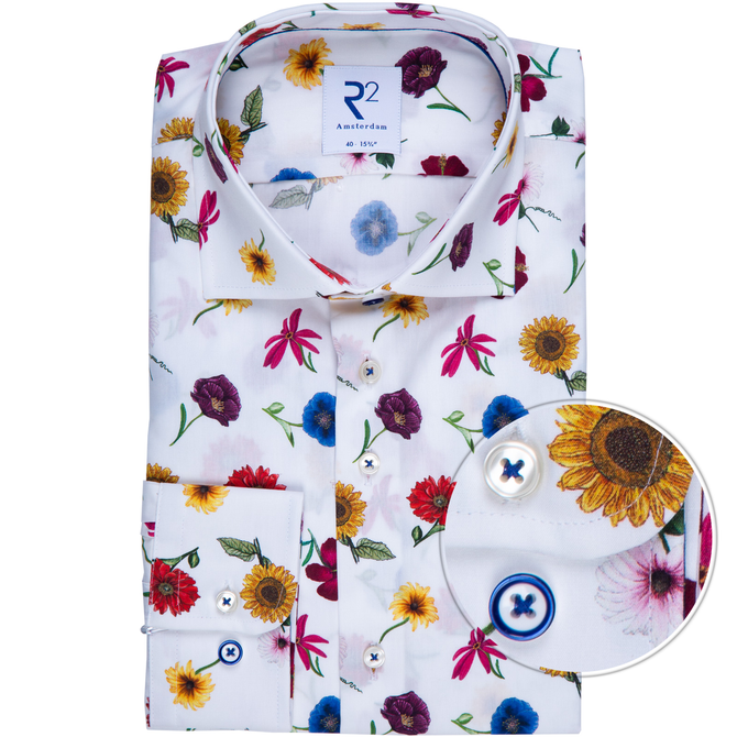 Luxury Cotton Big Flowers Print Shirt