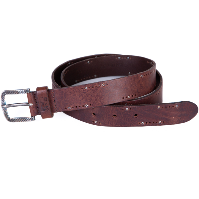 Punched Leather Belt With Stud Detail