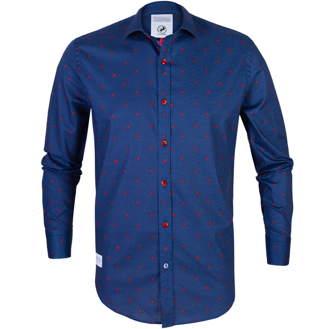 Red Peppers Print Stretch Cotton Shirt