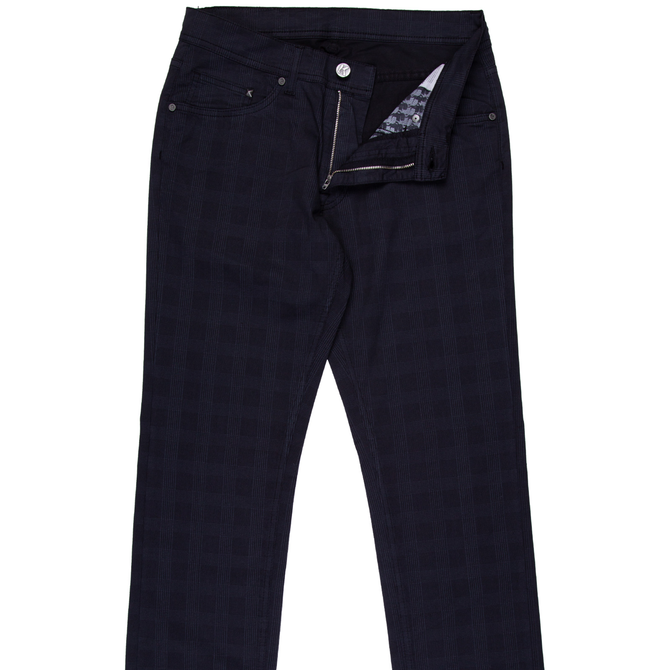 Luxury Stretch Cotton Check Dress Trousers