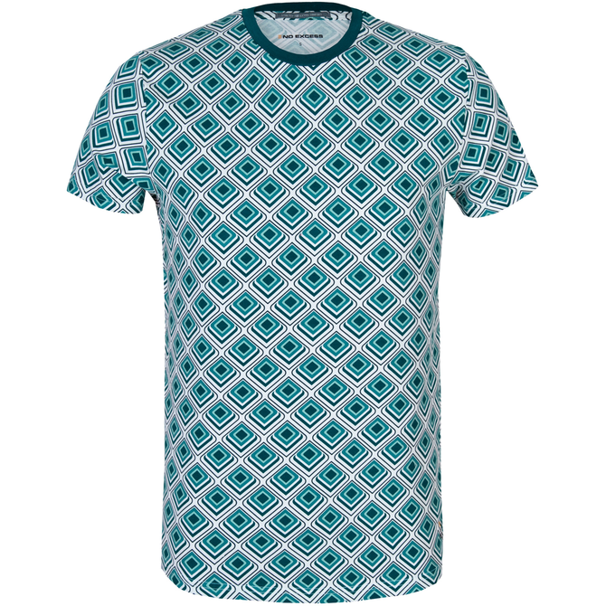 Slim Fit Teal Geometric Print T-Shirt