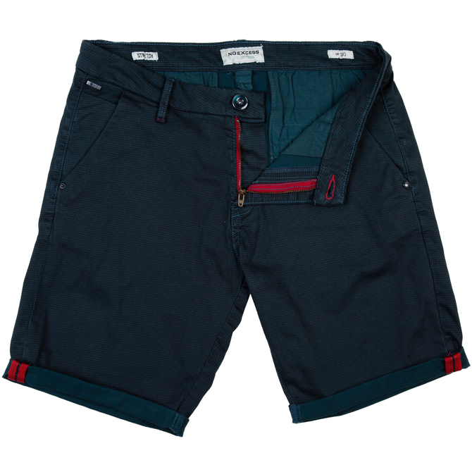 Micro Check Brushed Stretch Cotton Shorts