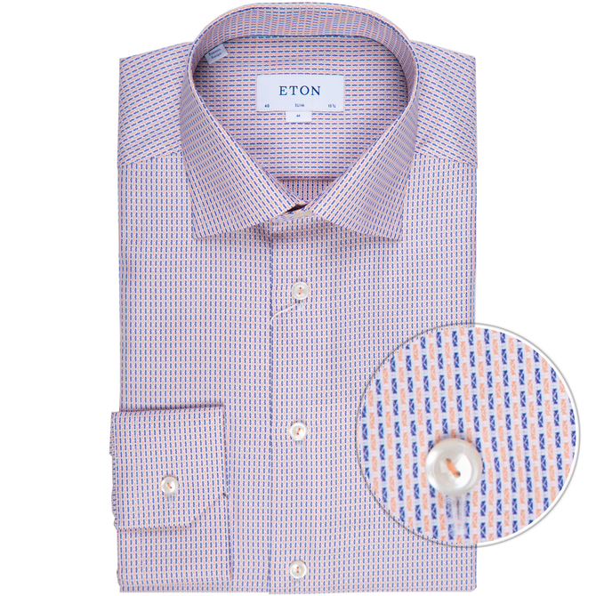 Slim Fit Geometric Weave Luxury Cotton Dress Shirt