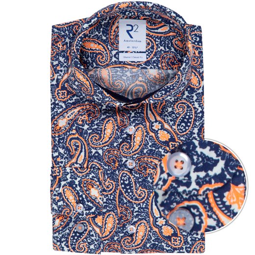 Luxury Cotton Paisley Print Shirt-on sale-Fifth Avenue Menswear