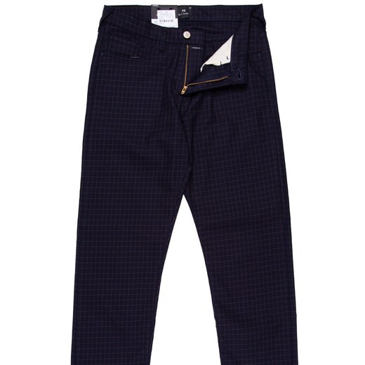 Taper Fit Navy Mini Check Stretch Cotton Jean-on sale-Fifth Avenue Menswear