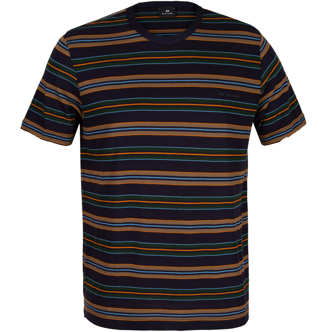 Navy Stripe Crew Neck T-Shirt - T-Shirts & Polos-Short Sleeve T's ...
