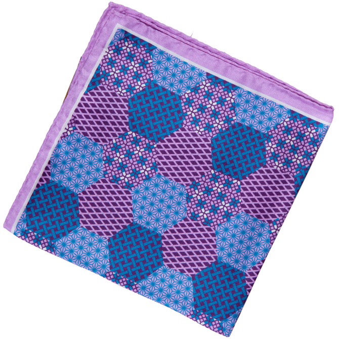 Patchwork Print Silk Pocket Square