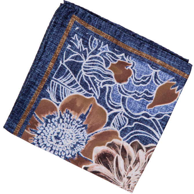 Muted Floral Print Silk Pocket Square