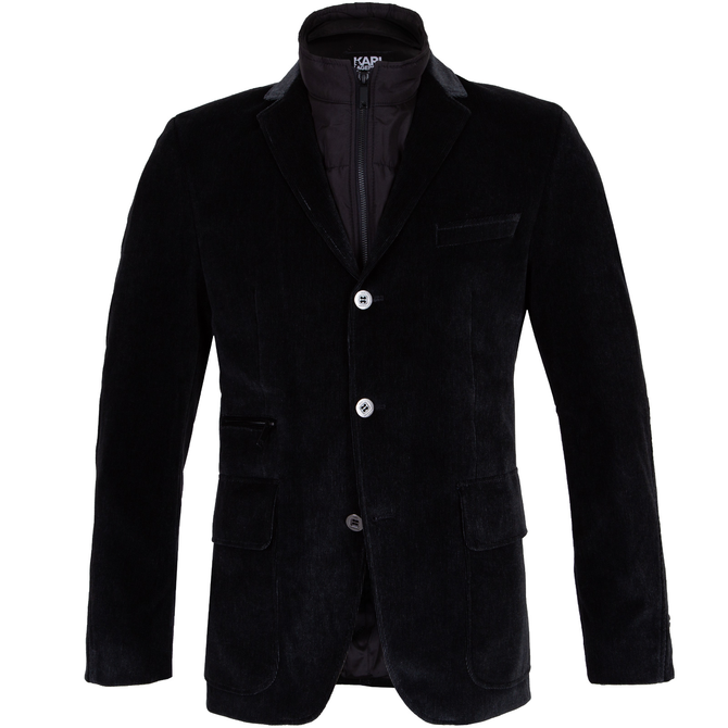 Street Velvet Blazer With Zip-out  Quilted Trim