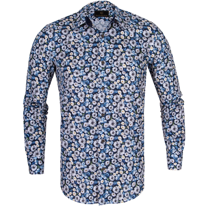 Nigel Stretch Cotton Floral Print Shirt