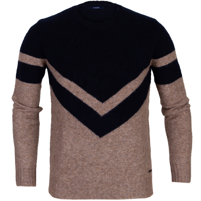 Soft Wool Blend Pullover With Contrast V Design