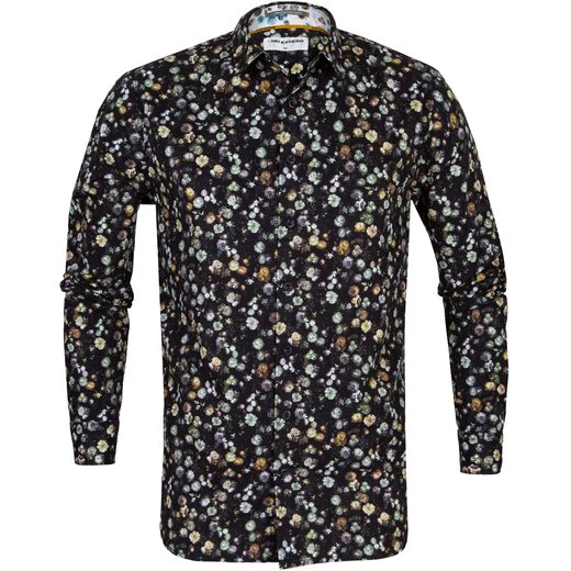 Slim Fit Digital Flower Print Stretch Cotton Shirt-on sale-Fifth Avenue Menswear