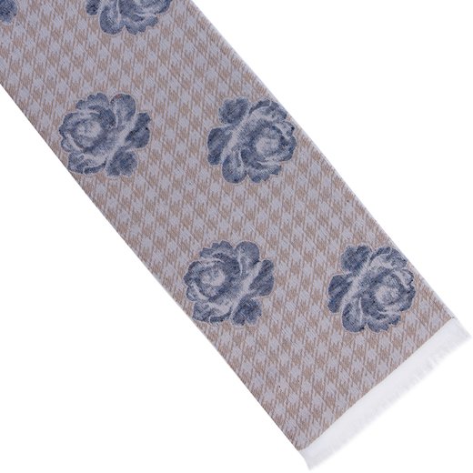 Houndstooth & Floral Cotton Blend Scarf-accessories-Fifth Avenue Menswear
