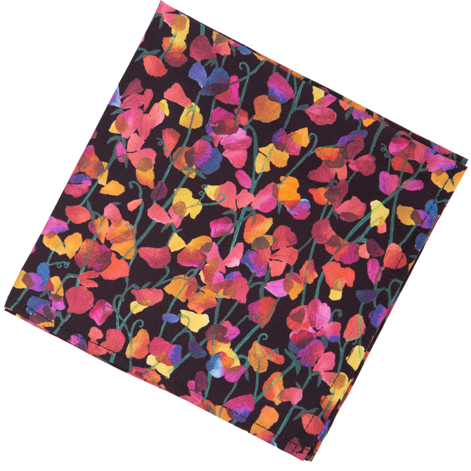 Sweet Midnight Floral Fine Cotton Pocket Square