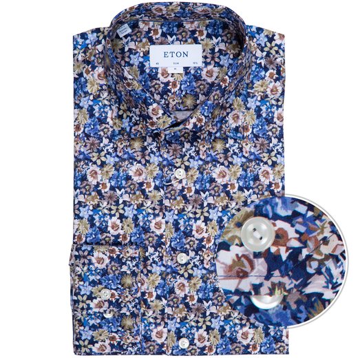 Slim Fit Floral Print Twilll Dress Shirt-shirts-Fifth Avenue Menswear
