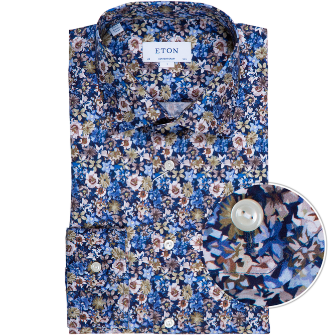 Contemporary Fit Floral Print Twilll Dress Shirt