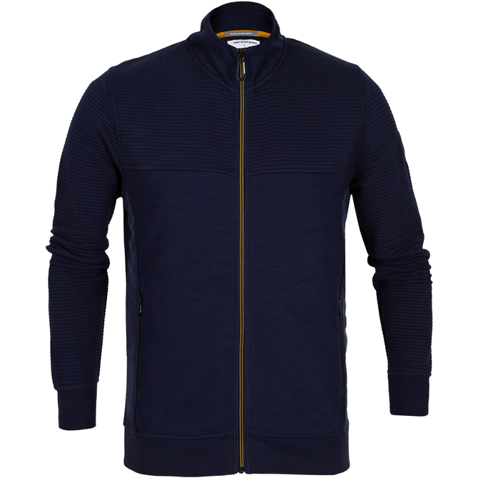 Zip-Up Rib Panel & Sleeves Sweatshirt Jacket