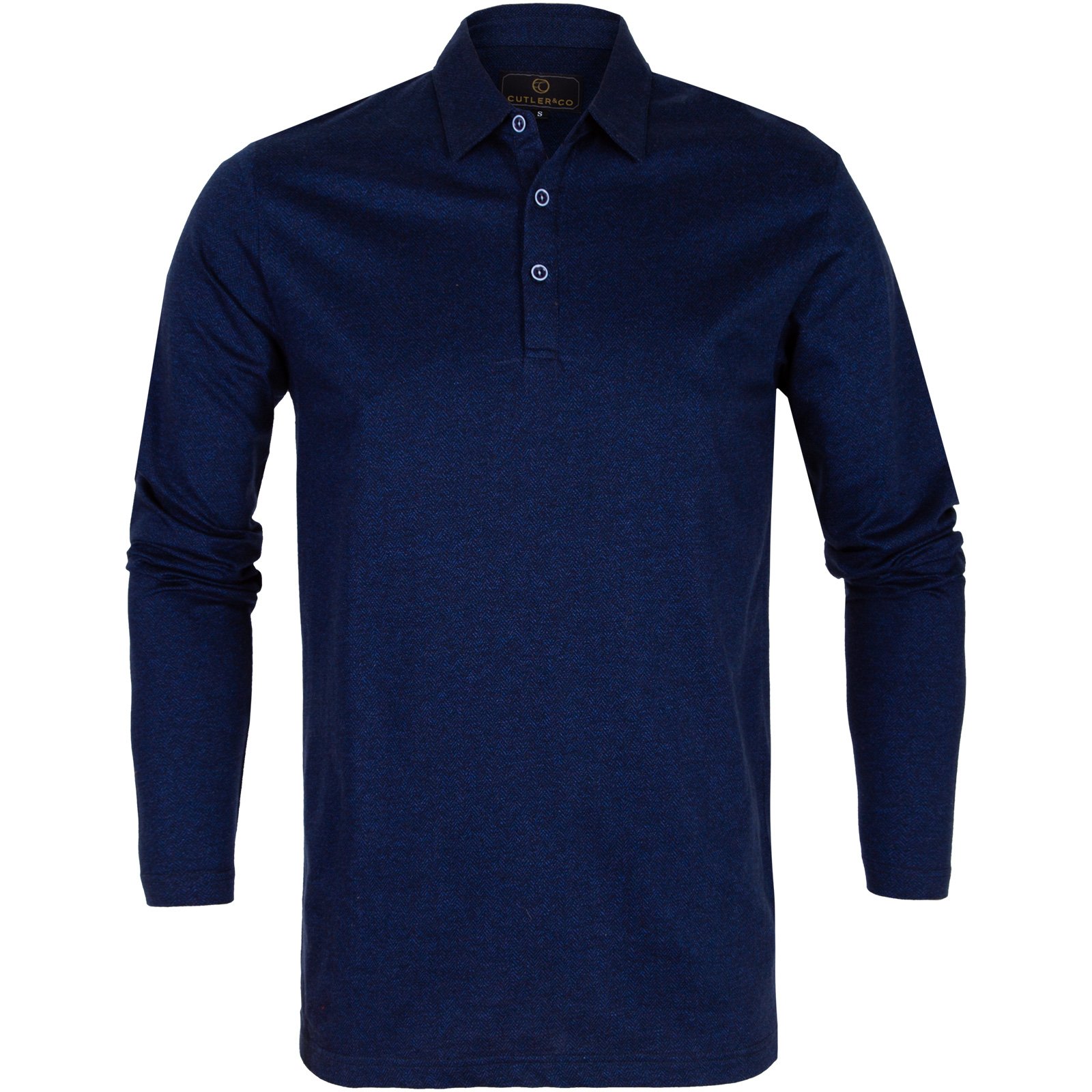 Asher Herringbone Weave Long Sleeve Polo - T-Shirts & Polos-Polos ...