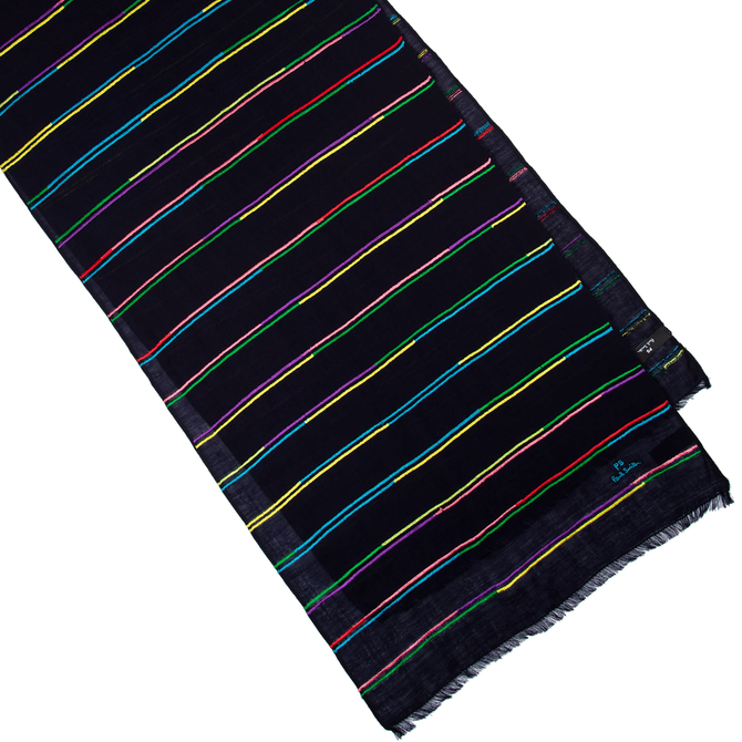 Navy Multi-coloured Split Stripe Scarf