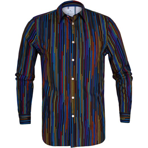 Tailored Fit Multi-Stripe Cotton Shirt-shirts-Fifth Avenue Menswear