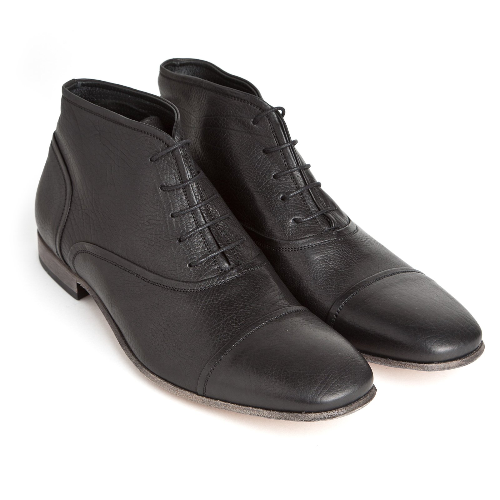 austin black leather chunky lace up boots