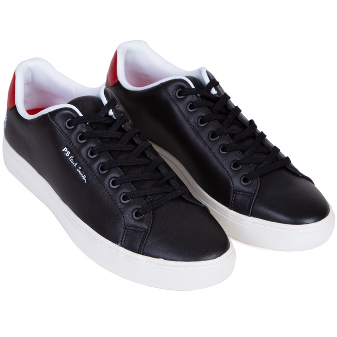 Rex Black Leather Sneakers With Red Heel