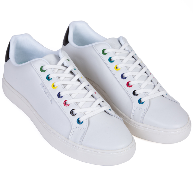 Rex White Leather Sneakers With Multi-coloured Eyelets
