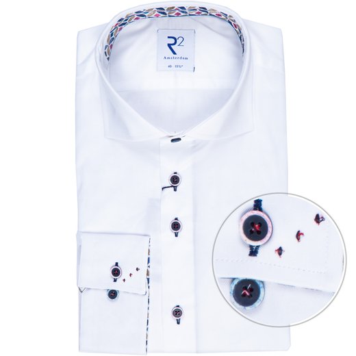Luxury Cotton Twill Shirt With Geometric Pattern Trim-on sale-Fifth Avenue Menswear