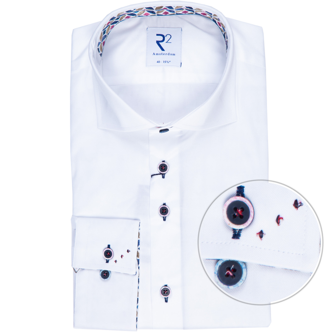 Luxury Cotton Twill Shirt With Geometric Pattern Trim