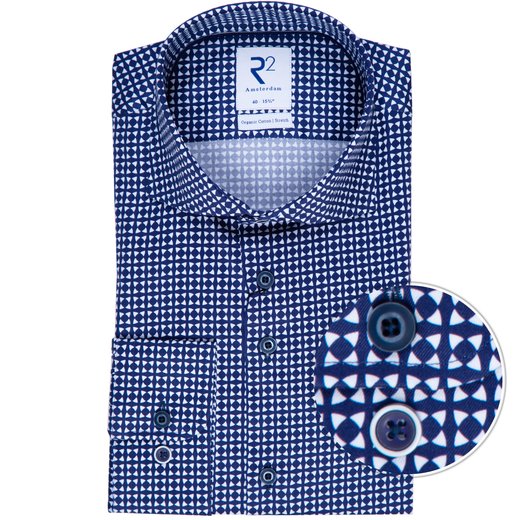 Luxury Cotton Geometric Print Dress Shirt-shirts-Fifth Avenue Menswear