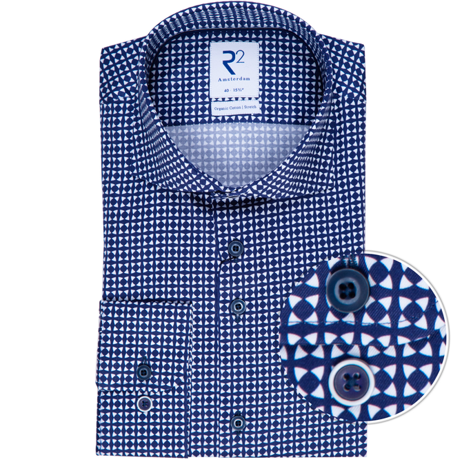 Luxury Cotton Geometric Print Dress Shirt