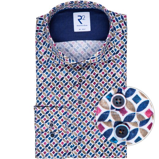 Luxury Cotton Geometric Circles Print Dress Shirt-shirts-Fifth Avenue Menswear