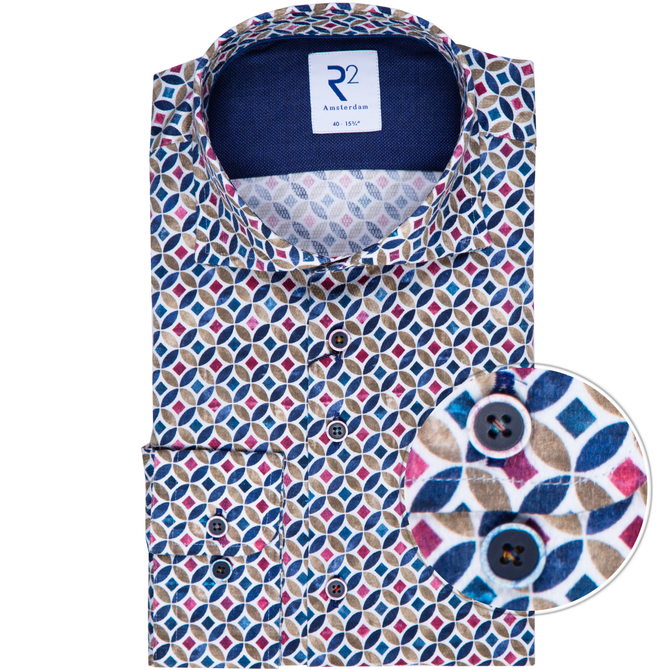 Luxury Cotton Geometric Circles Print Dress Shirt
