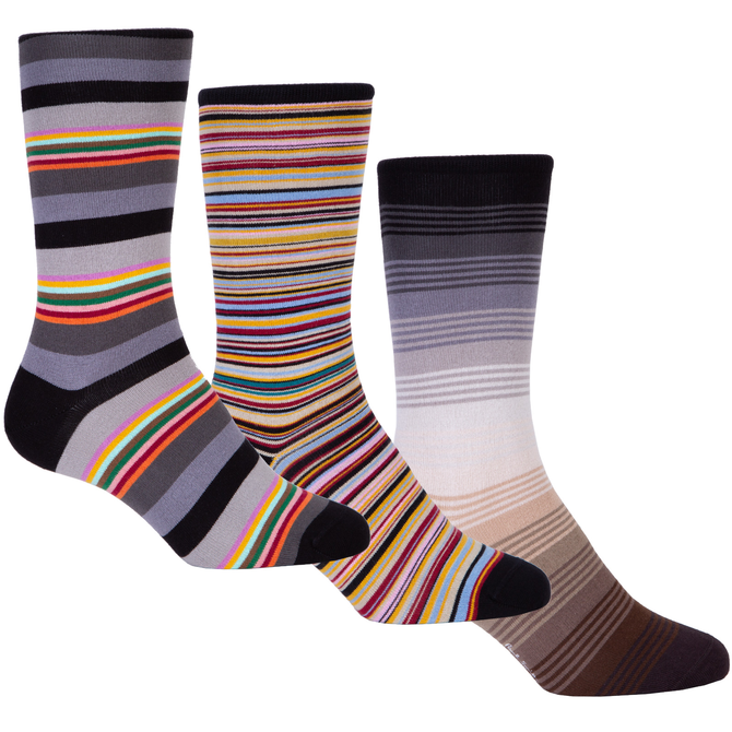 3 Pack Mixed Stripe Cotton Socks