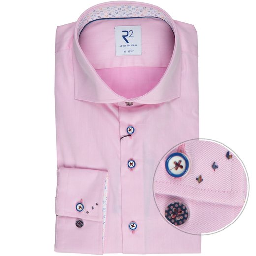 Luxury Cotton Twill Dress Shirt With Geo. Trim-shirts-Fifth Avenue Menswear