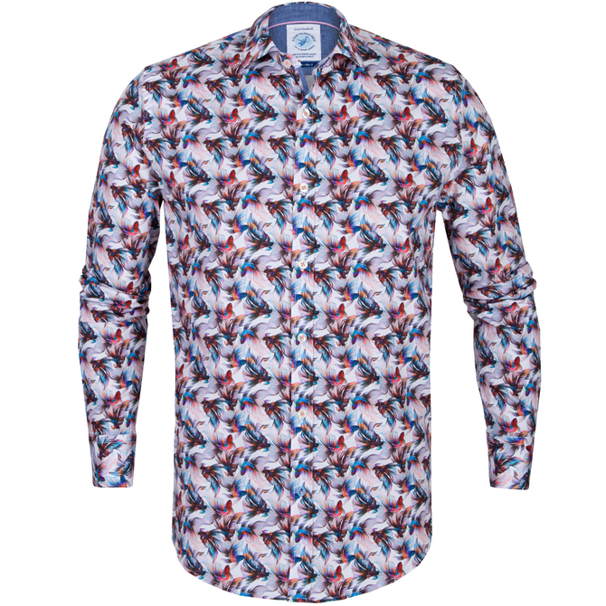 Colourful Fishes Print Stretch Cotton Shirt