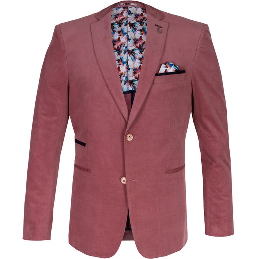 Pink Stretch Baby Rib Cord Blazer-jackets-Fifth Avenue Menswear