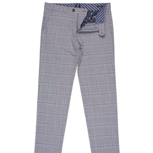 Slim Fit Fonda Stretch Houndstooth Check Trousers-trousers-Fifth Avenue Menswear