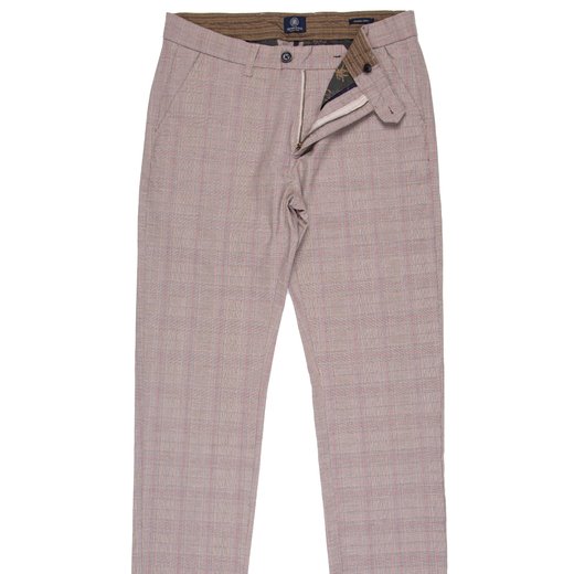 Slim Fit Fonda Stretch Multi-Colour Check Trousers-trousers-Fifth Avenue Menswear
