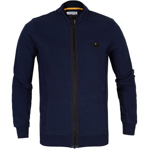 Zip-Up Rib Panel & Sleeves Sweatshirt Jacket-jackets-Fifth Avenue Menswear