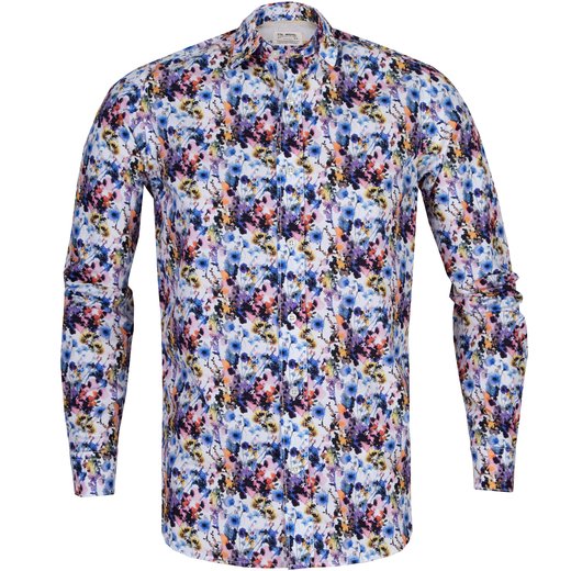 Roma Watercolour Floral Casual Cotton Shirt-on sale-Fifth Avenue Menswear