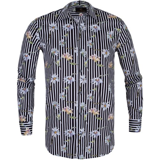 Blake Stripe & Floral Stretch Cotton Shirt-shirts-Fifth Avenue Menswear