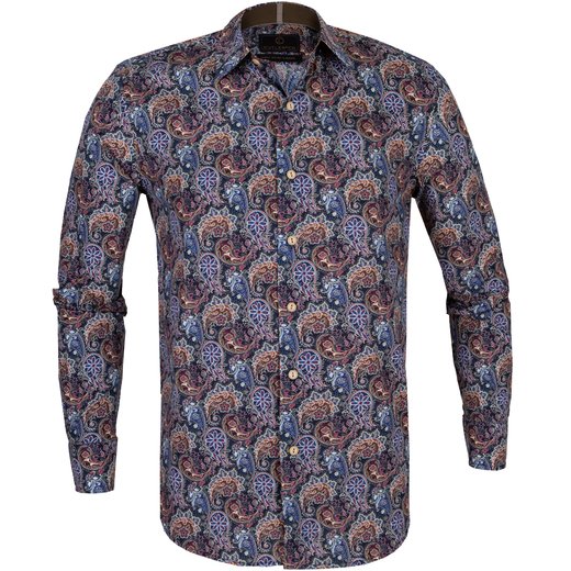Seth Paisley Print Stretch Cotton Shirt-shirts-Fifth Avenue Menswear