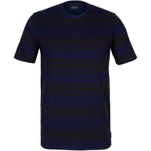 Regular Fit AMS Blauw Stripe T-Shirt-t-shirts & polos-Fifth Avenue Menswear