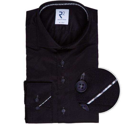 Black Luxury Cotton Twill Dress Shirt-shirts-Fifth Avenue Menswear
