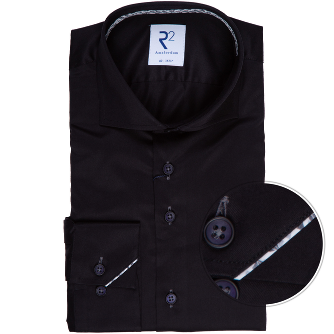 Black Luxury Cotton Twill Dress Shirt