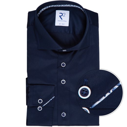 Navy Luxury Cotton Twill Dress Shirt-essentials-Fifth Avenue Menswear